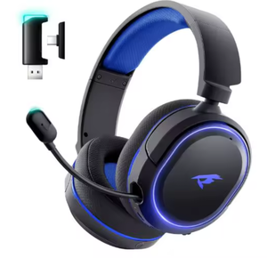 NEW FAV 2.4GHz หูฟังเล่นเกมไร้สาย USB 7.1 เสียงรอบทิศทางที่ครอบหูขนาดใหญ่สำหรับพีซีสวิตช์เกรดอุตสาหกรรม - Product Image 1