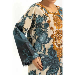 IUSTKSD-1196 Conjunto de 3 Piezas para Mujer, Estilo Bohemio con Estampado Khaddar, Transpirable, Manga Larga, Sin Cuello, Casual de Invierno - Product Image 4