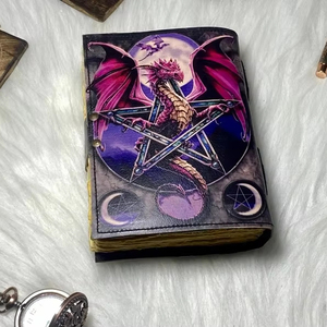 Dragon Vintage Leather Journal Blank Spell Book of Shadows Junk Journal Sun and Moon Journal - Product Image 4