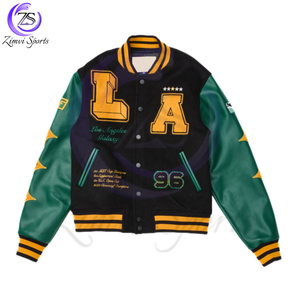 Suave al tacto nueva moda logotipo personalizado cómodo precio bajo de talla grande Material genuino invierno chaqueta de béisbol universitaria para hombres - Product Image 3