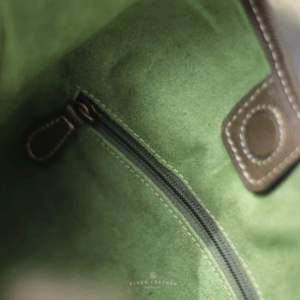 Genuine Leather Shoulder <b>Bag</b> Minimalist <b>Grey</b> Handmade <b>Tote</b> with Olive Green Interior Elegant Casual Everyday <b>Bag</b> Modern Women - Product Image 3