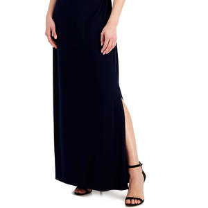 Abito da Cerimonia Moderno Blu in Chiffon con Colletto a Cuore, Taglia 12, Corto e Semplice, per Madre della Sposa - Product Image 3