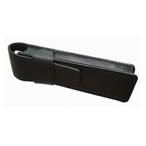 Étui à crayons en cuir noir simple ADORA, logo personnalisé, capacité de 2 stylos, haute qualité, durable, pour l'école et le bureau - Product Image 1