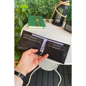 กระเป๋าสตางค์ผู้ชายสีดำคลาสสิกหนังแท้แม่เหล็กฝีมือระดับสูง - Product Image 6