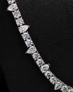 Chaîne tennis de luxe en argent sterling 925 plaqué rhodium pour femme, ornée de diamants Moissanite taille poire et taille ronde - Product Image 5