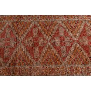 Turkish Vintage Rug, <b>Runner</b> 2.5x9.8 ft (77x300 cm) Rug, <b>Red</b> Check Wool Rug - Product Image 5