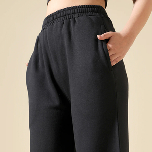 Pantalones informales holgados y holgados para mujer con bolsillos, venta al por mayor, transpirable, cintura elástica, estilo frontal plano de invierno - Product Image 2