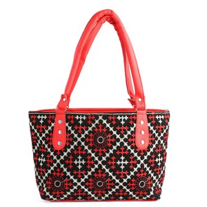 กระเป๋าถือปักลายสำหรับผู้หญิง - สีแดง - Product Image 2
