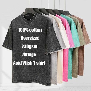 Luxe hommes 100% coton T-shirt de haute qualité blanc Vintage Logo personnalisé délavé surdimensionné pierre lavé à l'acide T-shirt T-shirt pour hommes - Product Image 2