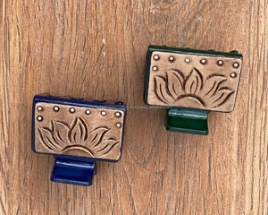 New Arrival Hot Selling Western Stylish Handmade Tooled Engraved Leather <b>Hair</b> <b>Claw</b> Clips Leather <b>Claw</b> <b>Hair</b> Accessories for Women - Product Image 2