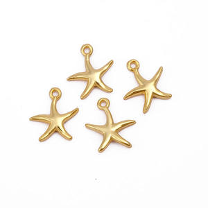 Colgante de Estrella de Mar de Latón, Conectores de Dijes Oceánicos para Collar, Abalorio Dorado para Fabricación de Joyas, Anillo Individual para Bisutería - Product Image 1