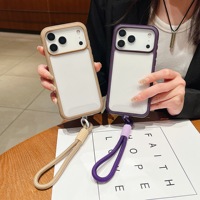 16promax Simple Cristal Anti-Chute Acrylique Téléphone étui pour iphone 17 Suspendu Corde Sangle Deux-en-Un PC + TPU Couverture