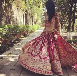 2023 dernier Zari or broderie Blouse Lehenga Choli lourd soie coton Dabka travail cristal verre perles pierre pour vêtements de mariage - Product Image 1