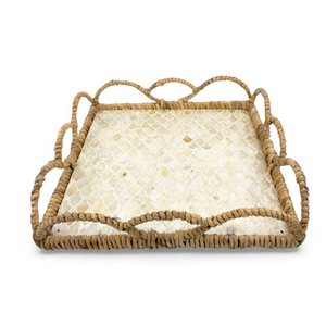 Plateau en nacre en gros avec bord en jacinthe d'eau pour la décoration de table à la maison, service de nourriture en provenance du Vietnam - Product Image 1