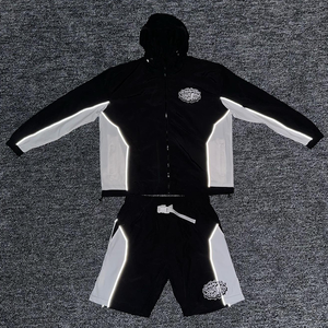 Streetwear personnalisé pour hommes, ensemble de shorts de t-shirts à capuche en coton, survêtements deux pièces à motif uni respirant pour la saison de printemps XXL - Product Image 5