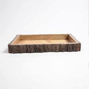 Bol décoratif en bois de manguier effet écorce d'arbre naturel écologique Contact alimentaire Style moderne sûr Fabriqué en Inde - Product Image 3