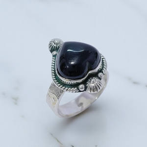 <b>Black</b> Onyx Gemstone Heart Shape <b>Silver</b> <b>Rings</b> Fine Jewelry Accessories Wholesale for Women <b>Ring</b> and Jewelry - Product Image 2