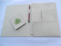 Porte-documents A4 multi-poches avec couverture rigide en papier chanvre couleur naturelle - Fournitures de voyage et de bureau, papeterie
