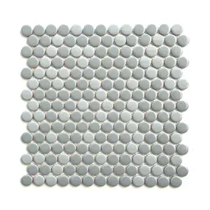 Azuerish White 3/4 \ "Penny Round Porcelaine Mosaïque Carrelage Dosseret Boîte de 10-Accessoires Carrelage Premium - Product Image 1