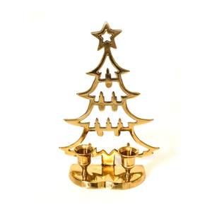 Candelabro de árbol de Navidad dorado más vendido, candelabro de 2 candelabros de latón de alta calidad, logotipo personalizado, regalos decorativos de Navidad de Metal - Product Image 1