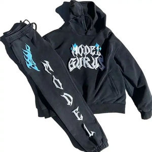 OEM nouvelle mode 300 g/m² 100% coton éponge française lavage à l'acide Streetwear survêtement personnalisable impression bouffante pantalon de survêtement évasé - Product Image 1