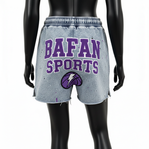 Shorts en molleton de coton gris délavé 320 GSM de qualité supérieure, tissu doux avec logo personnalisé imprimé en sérigraphie, shorts pour femmes - Product Image 2