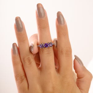 Bague tendance en argent sterling 925 plaqué rhodium, 100 % améthyste véritable, faite à la main, pour femme, idéale pour les soirées, vente en gros usine - Product Image 4