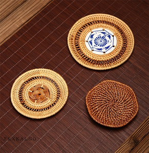 Juego de 4 posavasos de ratán tejidos a mano, productos ecológicos hechos en Vietnam, decoración de mesa al por mayor - Product Image 6