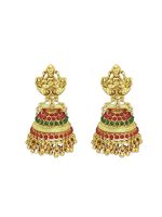 Boucles d'oreilles Jhumka de temple de haute qualité, dernières créations, plaquées or, style ethnique traditionnel, ornées de pierres Kundan et motif Paisley, avec cristaux