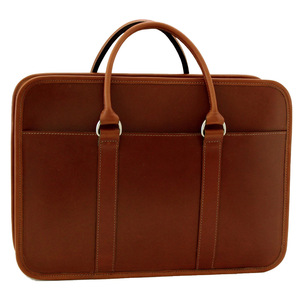 Custom High Quality Genuine <b>Leather</b> Unisex Fashion Soft <b>Briefcase</b> with Polyester Lining and Zipper Closure for Travel 1.2kg - Product Image 5
