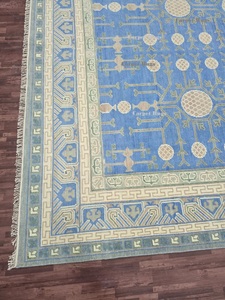 พรมผ้าฝ้ายทำมือสไตล์ตุรกีสวย10X14สูงสีฟ้าสีเบจโบราณเป็นมิตรกับสัตว์เลี้ยงพรมในห้องนอนห้องนั่งเล่น - Product Image 5