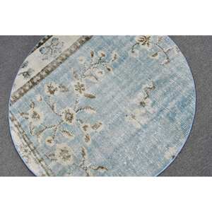 Alfombra turca Vintage clásica de 3,5x3,6 pies, Alfombra de lana de retazos azul y marrón, alfombra rectangular grande para sala de estar, látex para uso en pasillo - Product Image 5