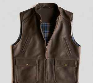 Gilet utilitaire d'hiver respirant en laine texturée marron pour homme, fermeture éclair, veste de travail doublée, veste d'extérieur - Product Image 3
