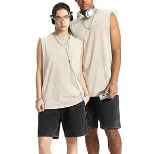 Oversized Men's Heavy Cotton Crew Neck Workout Gym Tank <b>Top</b> Muscle Hip Hop Breathable Eco-Friendly Quick Dry Custom Logo Loose - Product Image 5