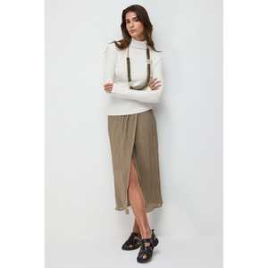 T-shirt à col montant en tricot côtelé pour femme, détail sur les doigts, coupe ajustée, longueur courte, respirant, en élasthanne, style décontracté sexy, taille XS - Product Image 2