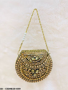 Lujoso bolso de mano de noche de Metal con piedra de cristal hecho a mano para mujer Ele estilo de moda patrón de Marco bodas ocasiones especiales - Product Image 3