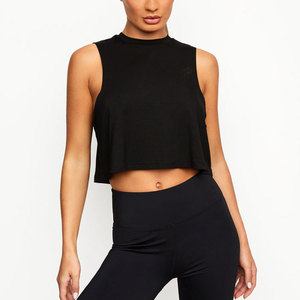 Logo personnalisé de l'usine débardeur court décontracté en coton à coupe étroite et à col noué de grande taille pour femmes - Product Image 4