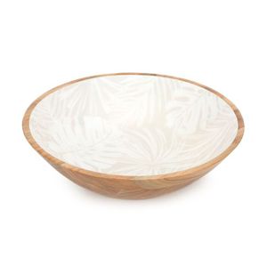 Hermosa ensaladera de madera decorativa de esmalte hecha a mano, cuenco de madera de mango de diseño impreso personalizable para uso multiusos - Product Image 1