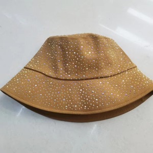 Diamante de imitación hecho a mano impreso nuevo estilo de moda personalizado diamante brillante damas al aire libre brillante primavera otoño estaciones sombrero de cubo - Product Image 5