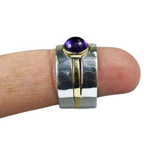 Anillo de Plata de Ley 925 estilo bohemio, joyería de piedras preciosas de amatista hecha a mano para mujer, regalo de boda de tendencia para mamá - Product Image 1