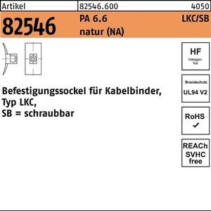 Base de Montaje para Gestión de Cables R 82546 LKC/SB 8 PA 6.6 NA - 100 Piezas de HellermannTyton - Product Image 1