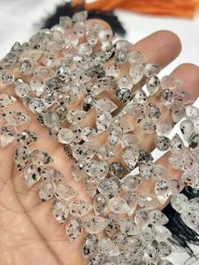 Quartz noir naturel AAA, facetté, en forme de briolette, goutte d'eau, perçage fantaisie, brin de 8 pouces, 6x9 mm environ - Product Image 3