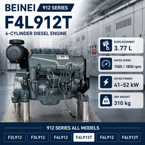 Motore Diesel Turbocompresso F4L912T a 4 Tempi, 4 Cilindri, Raffreddato ad Aria, Unità di Potenza <span class=keywords><strong>per</strong></span> Generatori Industriali, Saldatrici e Pompe - Product Image 1