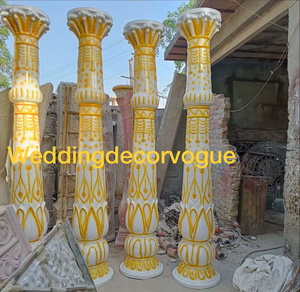 Mandap de mariage traditionnel avec des piliers sculptés ornés pour la scène de mariage dans les salles de banquet et les jardins extérieurs - Product Image 5