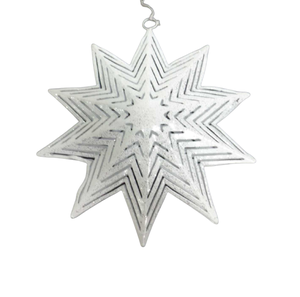 Newest Design Decoration Set of 3 Metal <b>Star</b> Shaped <b>Hanging</b> Silver W/Gliter Wall <b>Hanging</b> for Home Decoration Handmade - Product Image 1