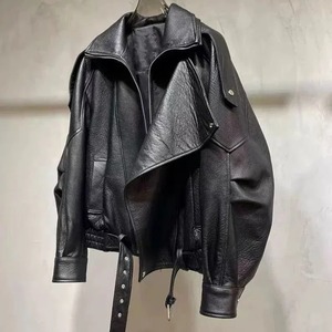 2025 Reversible Genuine Leather <b>Jacket</b> for <b>Men</b> Black <b>Long</b> Sleeves Zipper Drop Shoulder Crew Neck Silk Breathable Eco-Friendly - Product Image 6