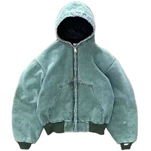 Sweats à capuche zippés pour hommes, lavage à l'acide, 100% coton, basiques, surdimensionnés, délavés, coupe ample, unisexe, vente en gros de sweats à capuche zippés lavés à l'acide - Product Image 1