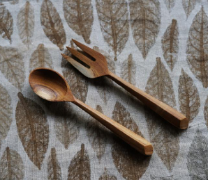 Couverts en bois jetables biodégradables personnalisés en gros en bois de teck javanais sélectionné écologique d'Indonésie - Product Image 6