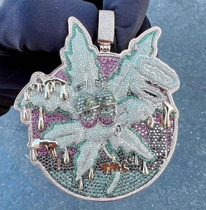 Charmes de lettres classiques en argent sterling plaqué or jaune 14 carats, personnalisables, avec diamant rond de 4 carats, pour hommes, bijoux de fête - Product Image 2