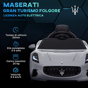 AIYAPLAY 12V Maserati Gran Turismo Folgore Coche para niños con control remoto, edad 3-5 años, gris - Product Image 4